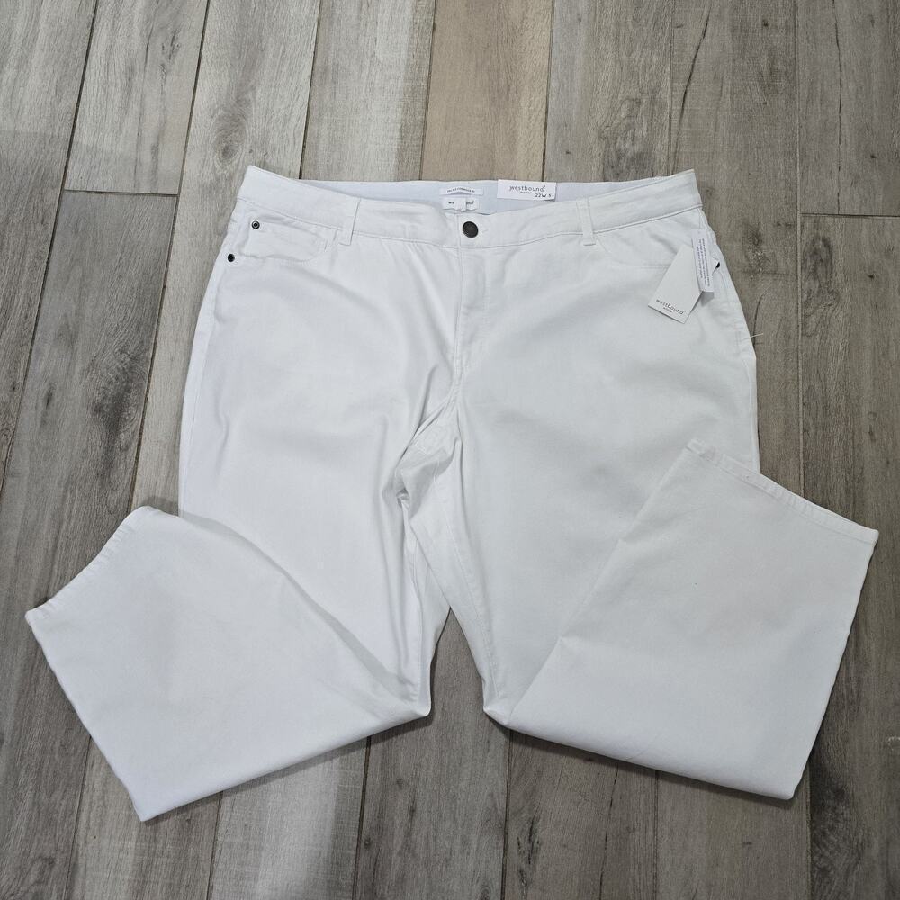 Westbound Cotton Blend Strech Capri Pants White Mid Rise Summer Size 22 W. - Picture 9 of 12